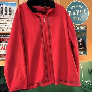 Jane Ashley Vibrant Red Hoodie with Black Accents